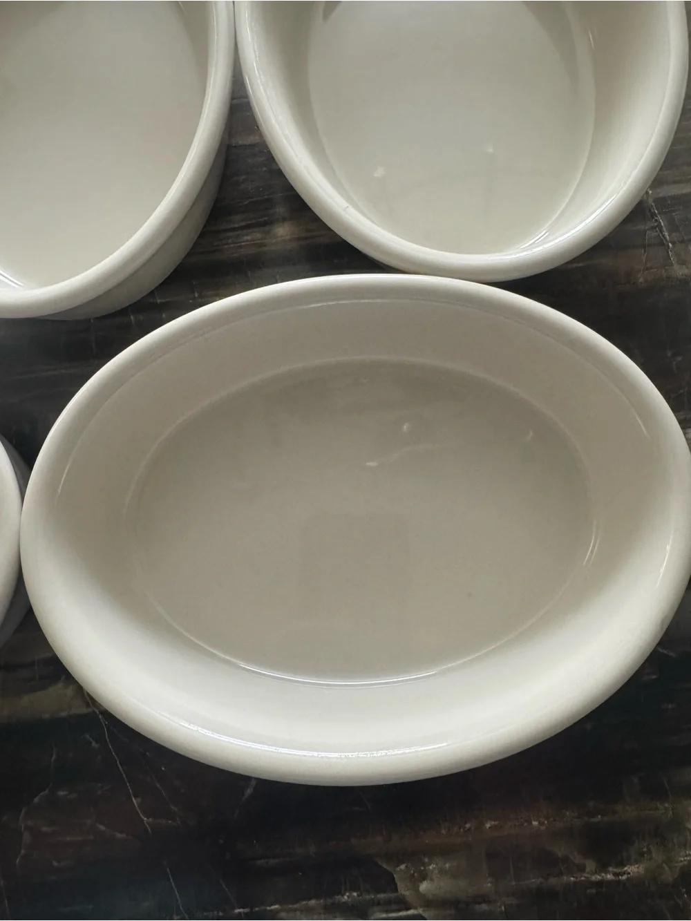 5-Piece White Ceramic Oval Ramekin Set for Baking and Serving